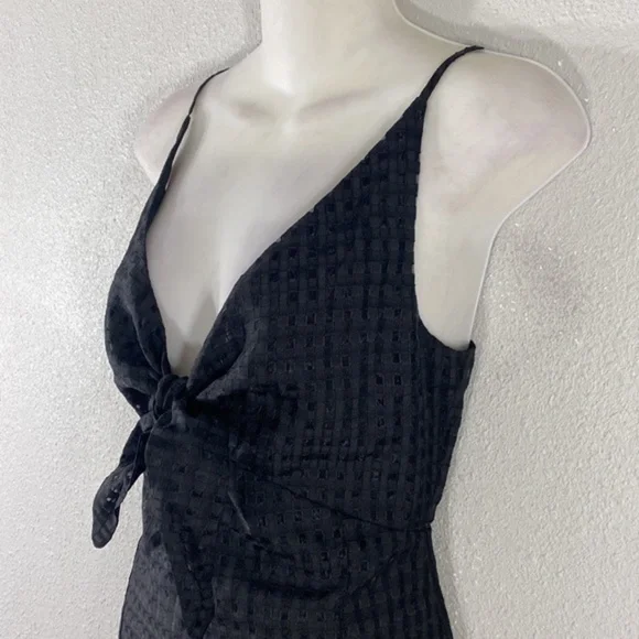 NWT BCBGeneration Black Square Mesh Tie Bust Front Slit Maxi Dress KK22 - Picture 10 of 15